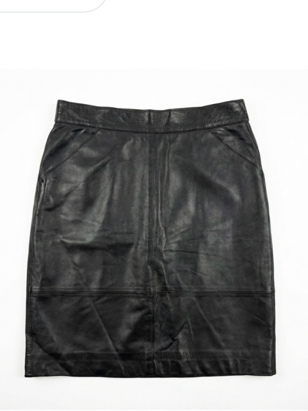 Panache Black Leather Pencil Skirt